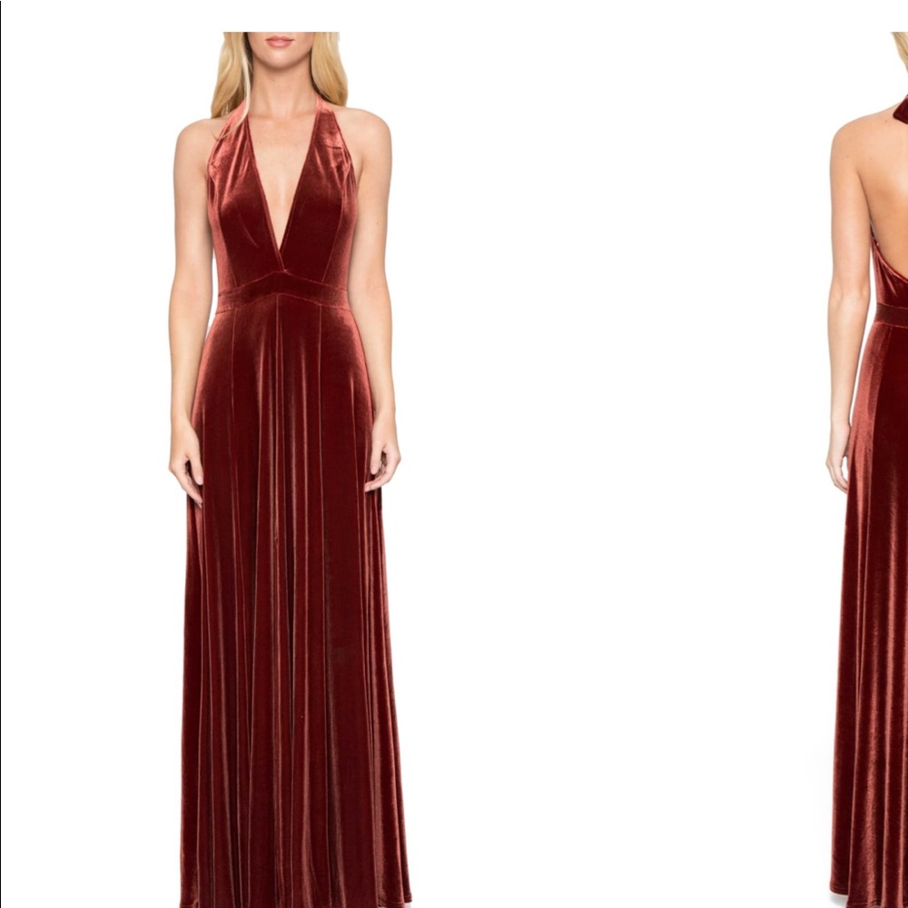 Velvet Halter Maxi Dress with Slit